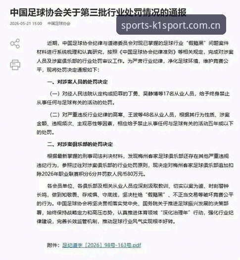 中国足协第三批禁足名单深度解读：从k1体育官网视角看懂行业整顿全貌